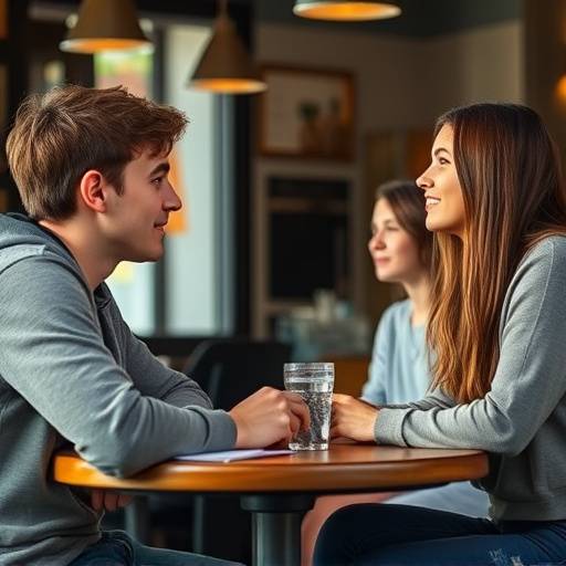 Estudantes conversando em espanhol em um café